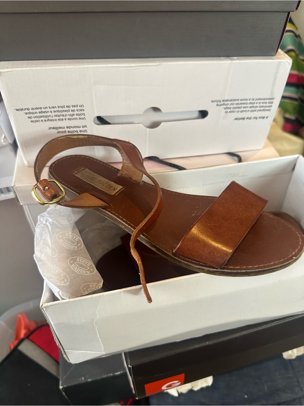 Steve Madden Brown Leather Ankle-Strap Sandals